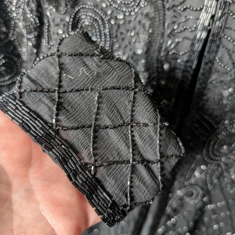 📼 Vintage Black Beaded Embellished Evening Jacket - Medium - Picture 3 of 15